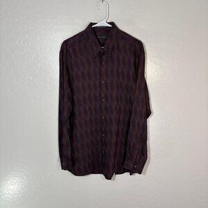 Jhane Barnes Shirt Mens Large Striped Long Sleeve Button Up Made in Italy Luxe
